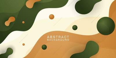 Fluid background green and brown gradient 3d design. Futuristic trendy color pattern. Wave background. Abstract flyer. Colorful geometric poster background. Eps10 Vector