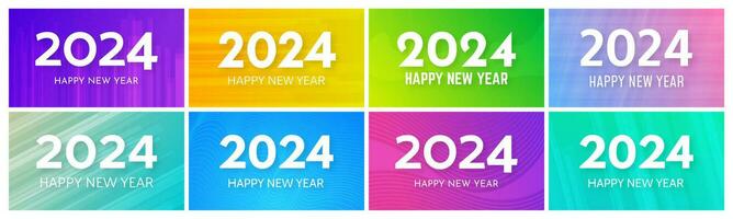 2024 Happy New Year on colorful backgrounds vector