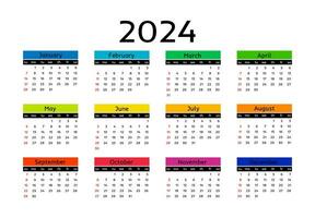 Calendar for 2024 isolated on a white background vector