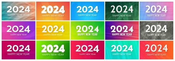 2024 Happy New Year on colorful backgrounds vector