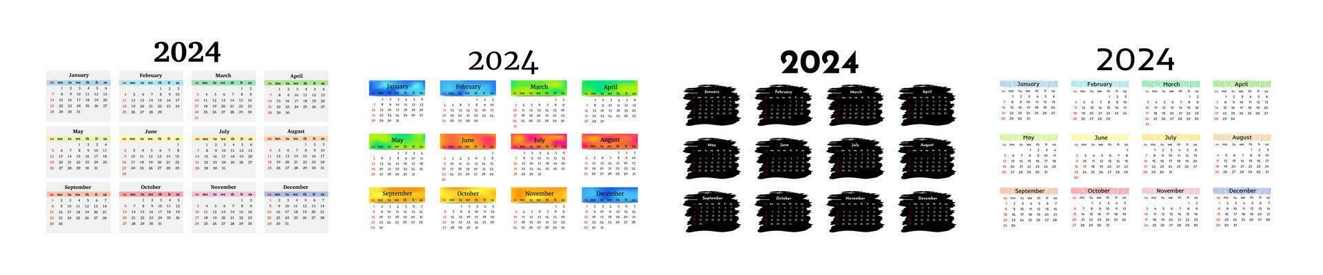 Calendar for 2024 isolated on a white background