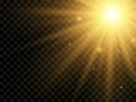 Sunlight on a background. Isolated yellow rays of light. Vector illustration