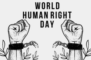 hand drawn world human right day background illustration with hands broke the chain vector