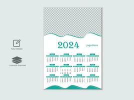 Creative modern New year 2024 calendar design template vector