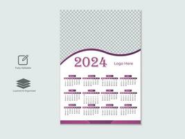 Creative modern New year 2024 calendar design template vector