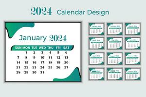 Creative modern 2024 new year calendar design vector