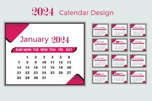 Creative modern 2024 new year calendar design vector