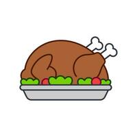 Turkey Dinner Vector Illustration on White Background