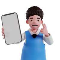 pessoa segurando Smartphone 3d renderizar, adequado para promoção material. png