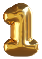 Golden balloon number 1 png