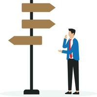 Business decision making, career path, work direction or choose the right way to success concept vector