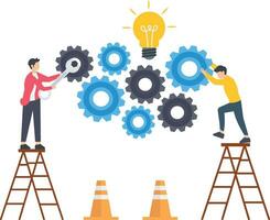 Process improvement, adjustment to improve productivity, project progress concept, development to increase performance vector