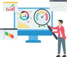 mercado investigación datos análisis, negocio datos o financiero informe, seo analítica concepto, lucro y ganador buscar vector