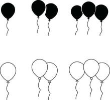 Balloons Icon Set Vector Design. Party and Celebration Line Icon Design