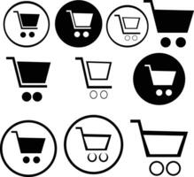 Shopping cart line art icon for apps and websites. trolley linear flat black white symbol file. editable stroke .vector vector