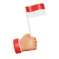 Hand and flag Indonesia 3D Icon png