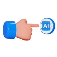 botón con mano artificial inteligencia 3d icono png