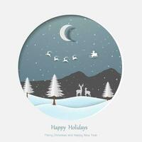 Merry Christmas and Happy new year greeting card,celebrate theme on winter night landscape vector