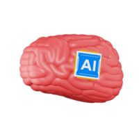 cerebro chip artificial inteligencia 3d icono png