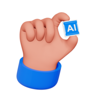 Hand Holding Chip Artificial Intelligence 3D Icon png