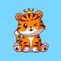 Cute King Cat Sitting Cartoon Vector Icon Illustration. Animal Nature Icon Concept Isolated Premium Vector. Flat Cartoon Style