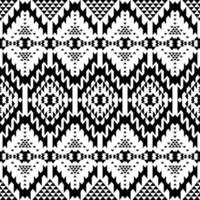 étnico geométrico resumen Arte. azteca y navajo tribal estilo. tradicional sin costura raya modelo. negro y blanco colores. diseño para tela, textil, ornamento, imprimir, alfombra, boho, cubrir. vector