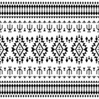 Aztec and Navajo ethnic contemporary pattern in black and white colors. Geometric seamless tribal motif with Native American style. Design for fabric, textile, ornament, printing, interior, rug. vector