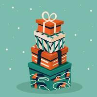 Gift boxes. Vector illustration in modern style. For printing on postcards. Congratulations. gift wrapping