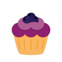 Cute Cupcake with Blueberry Flavor Icon Cartoon Dessert Bakery Vector Illustration