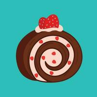 Swiss Roll Cake Sweet Dessert Bakery Icon Cute Flat Cartoon Vector Illustration