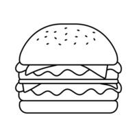 negro contorno hamburguesa rápido comida colorante página para niños dibujo libro vector