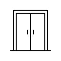 Double doors icon. Simple outline style. Door, close, enter, exit, entrance, front, doorway, house, home interior concept. Thin line symbol. Vector illustration isolated.