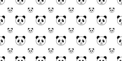 outline panda face seamless pattern vector