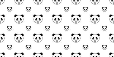 outline panda face seamless pattern vector