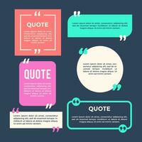 Collection quotes of vintage style frame template. Textbox isolated on color background. Vector illustration.