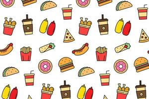 Fast food pattern background. Vector illustration