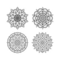 Collection of circular patterns forming mandalas for Henna, Mehndi, tattoos, decorations. Decorative ornament in oriental style. Vector illustration.