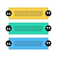 Set of three quote templates in different colors. Vector Illustration
