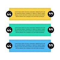 Set of three quote templates in different colors. Vector Illustration