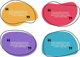 Set of hand drawn curve shape quote frames. Colorful chat bubble. Vector illustration