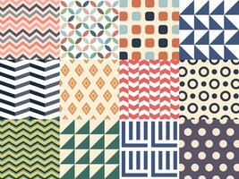 Geometric abstract pattern set in retro colors. Vector illustration