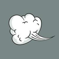 Comic cloud or smoke, cartoon vector motion effects, and explosions isolated on gray background. Vector illustration