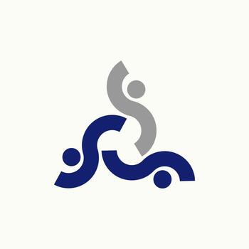 Logo design graphic concept creative abstract premium vector stock sign 3 initial S font like happy active human pattern Related to monogram community