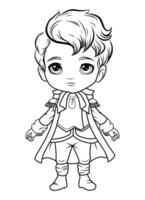 Prince coloring page. Coloring page prince in a crown and royal clothes vector