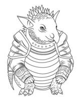 Coloring page armadillo. Armadillo coloring page in modern style. vector