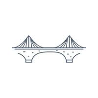 Bridge line vector icon - suspension bridge simple pictogram in linear style on white background. Vector illustration.