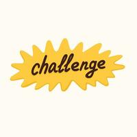 Challenge sticker for a social media, making a blog or vlog vector flat illustration. Set of cartoon icons for making internet content