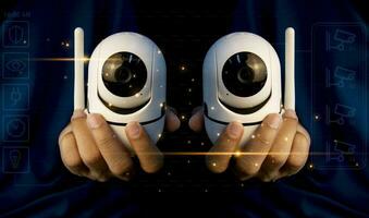 IP wifi wireless security camera supports Internet installation technology, security systems, smart home applications. photo