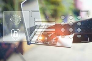 concept of system login To protect security and collect user data photo