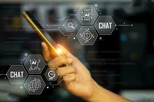 el ai chatbot concepto es único en ese eso lata interactuar como naturalmente como un real humano. industria innovación 5.0 foto